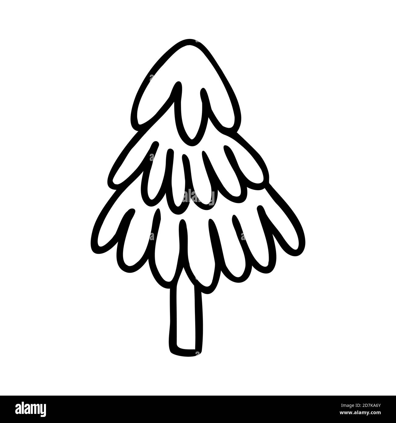 Simple Christmas tree hand drawn in doodle style minimalist vector ...