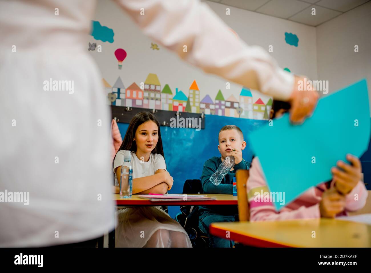 Creative kids making some paper arts and crafts Stock Photo - Alamy