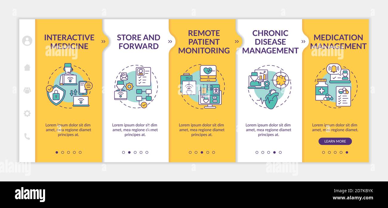 Telemedicine services types onboarding vector template Stock Vector