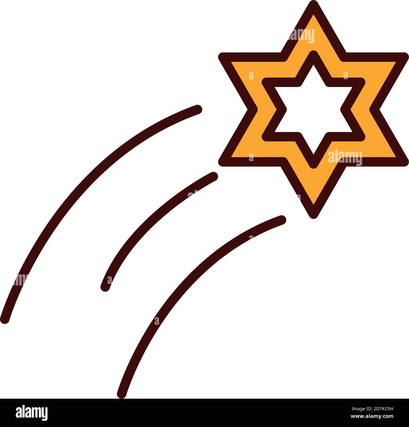 shooting star bright decoration vector illustration line fill icon