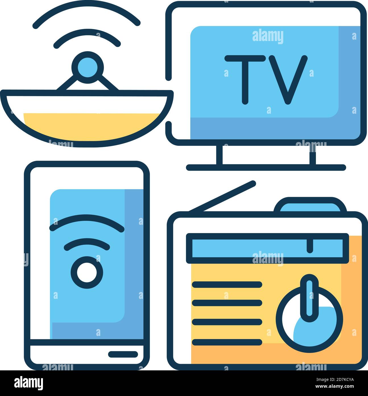 Mass media RGB color icon Stock Vector