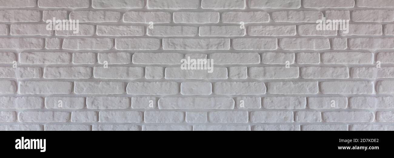 White painted brick wall. Panoramic brick background Stock Photo