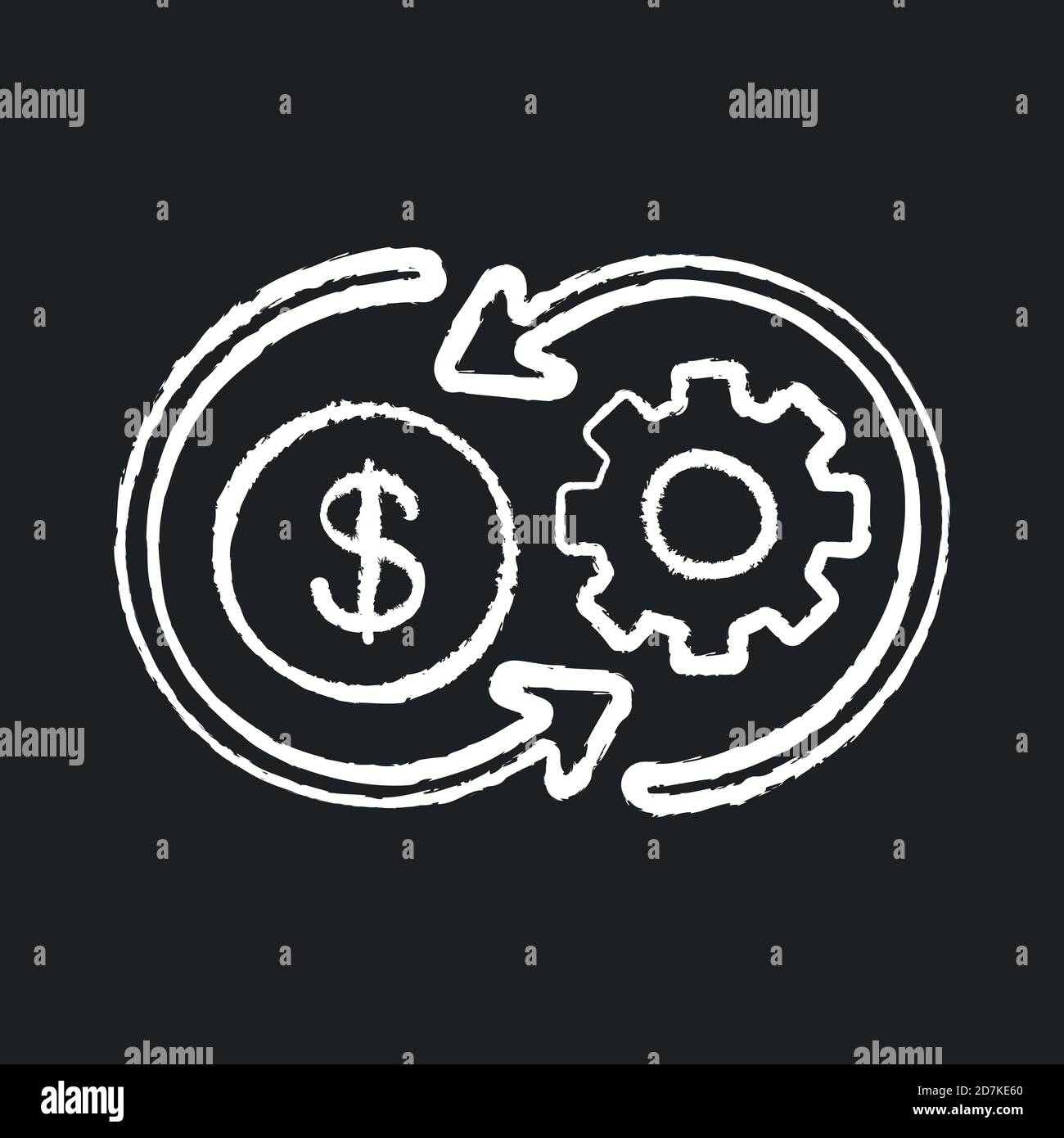 Cost synergy chalk white icon on black background Stock Vector Image ...