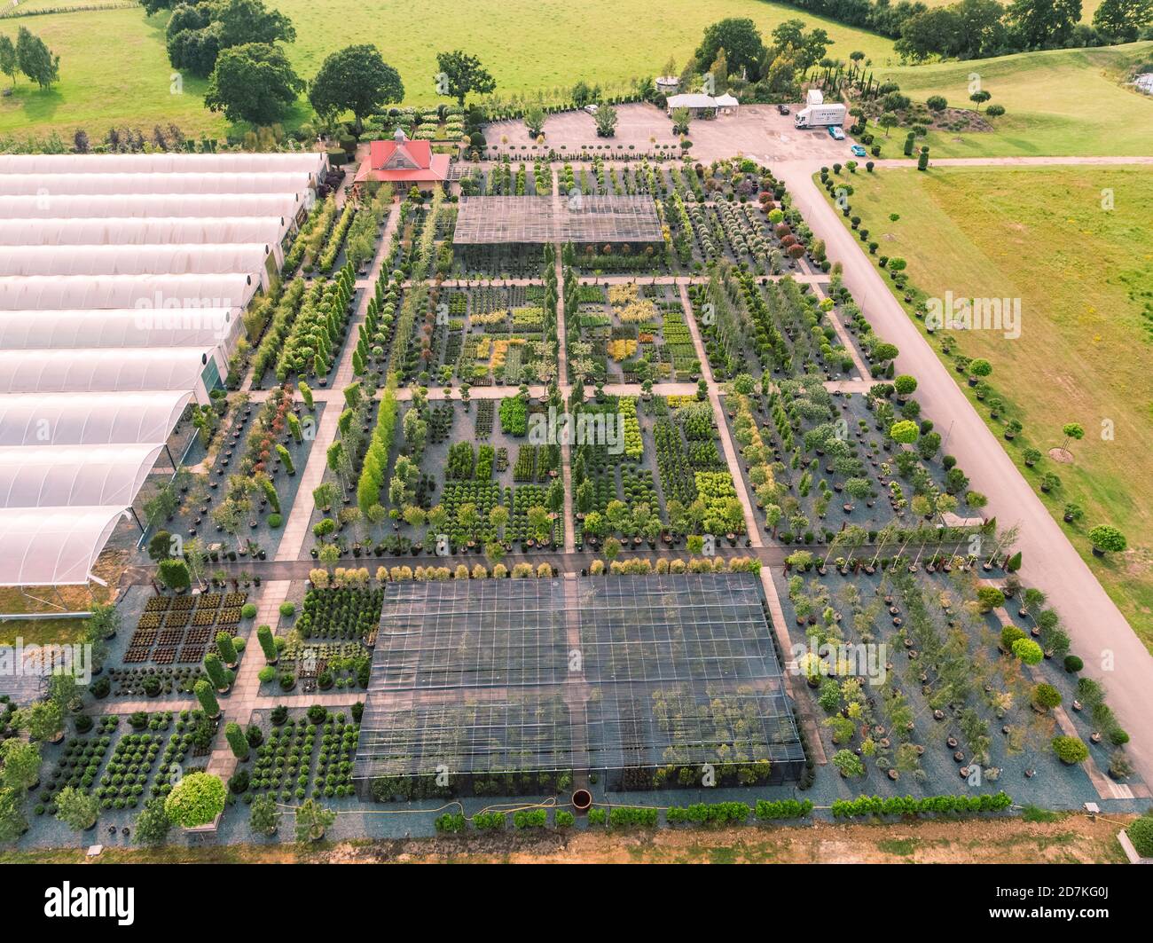 Architectural Plants is a nursery in Pulborough, West Sussex, England, UK. set within 32 acres of open fields and surrounded by farmland overlooking t Stock Photo