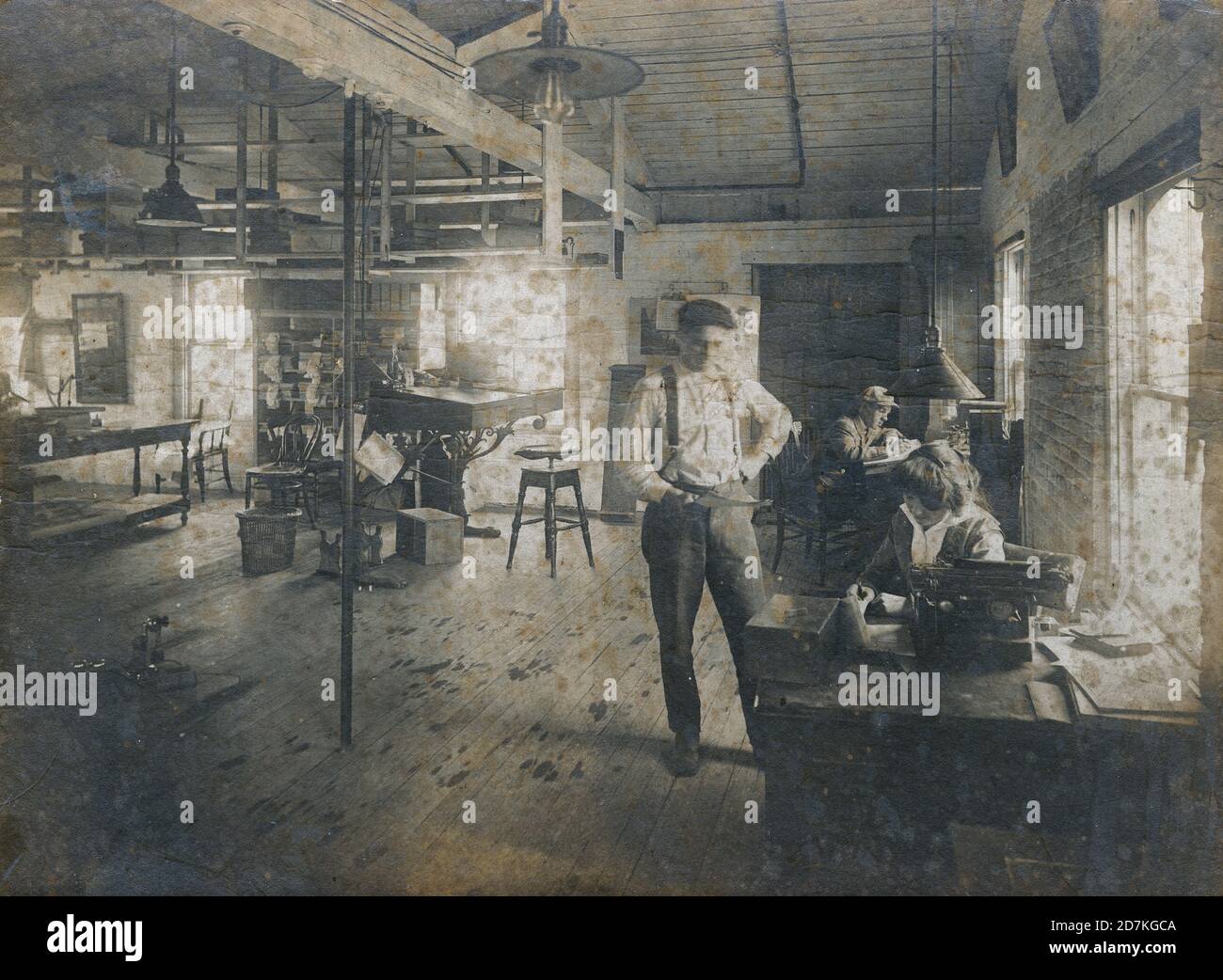 Antique 1913 photograph, office of the Holden Paper Company in Newburgh, New York. SOURCE: ORIGINAL PHOTOGRAPH Stock Photo