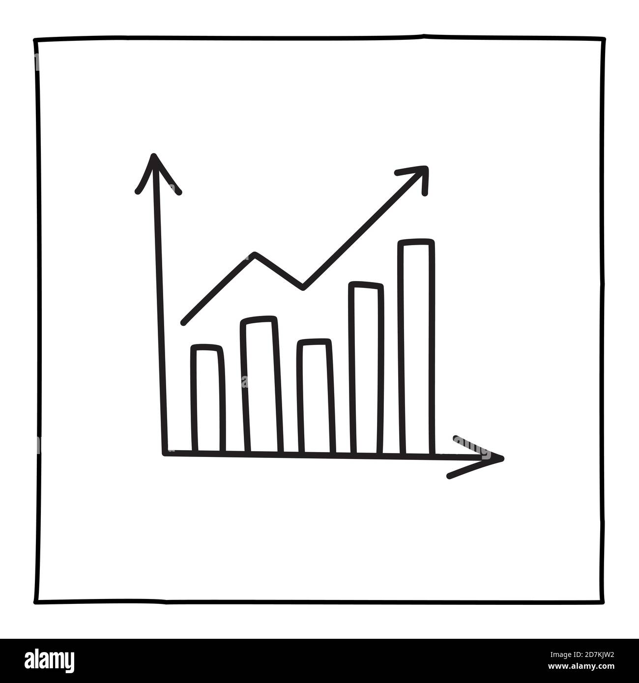 Doodle graph chart icon or logo, hand drawn with thin black line Stock