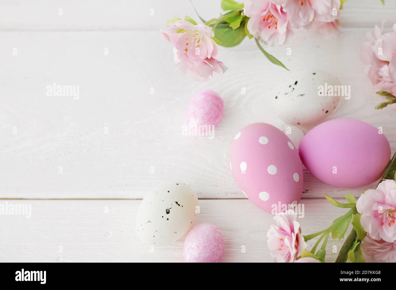 colorful easter eggs and spring flowers Stock Photo - Alamy