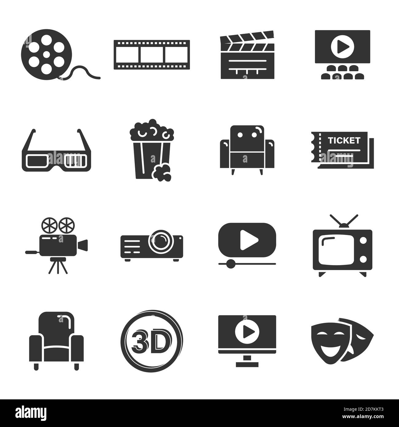 Cinema line icon in flat style. Entertainment set vector illustration ...