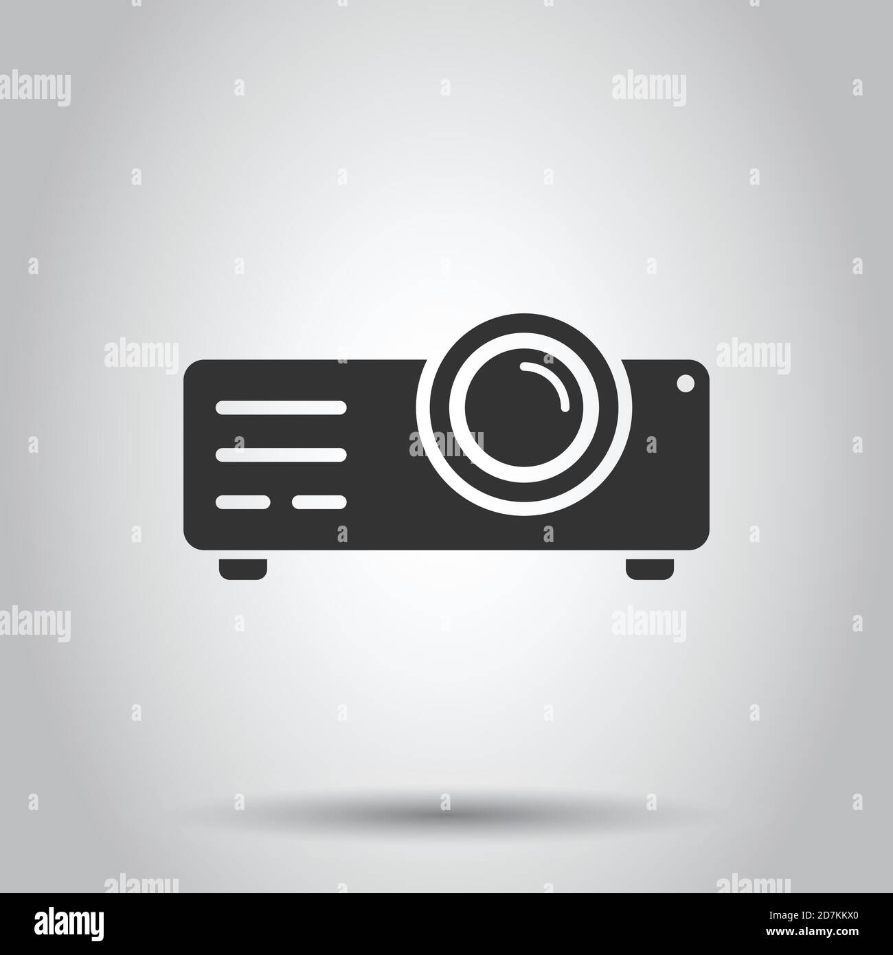 Video projector sign icon in flat style. Cinema presentation device ...