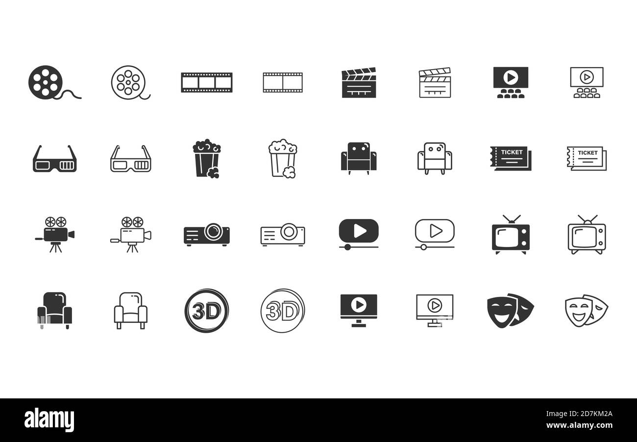 Cinema line icon in flat style. Entertainment set vector illustration ...