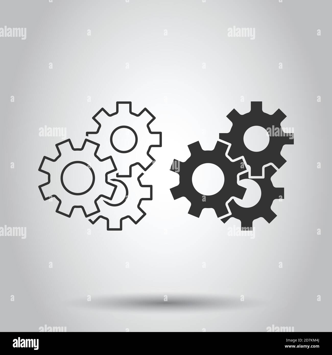 Gear vector icon in flat style. Cog wheel illustration on white ...