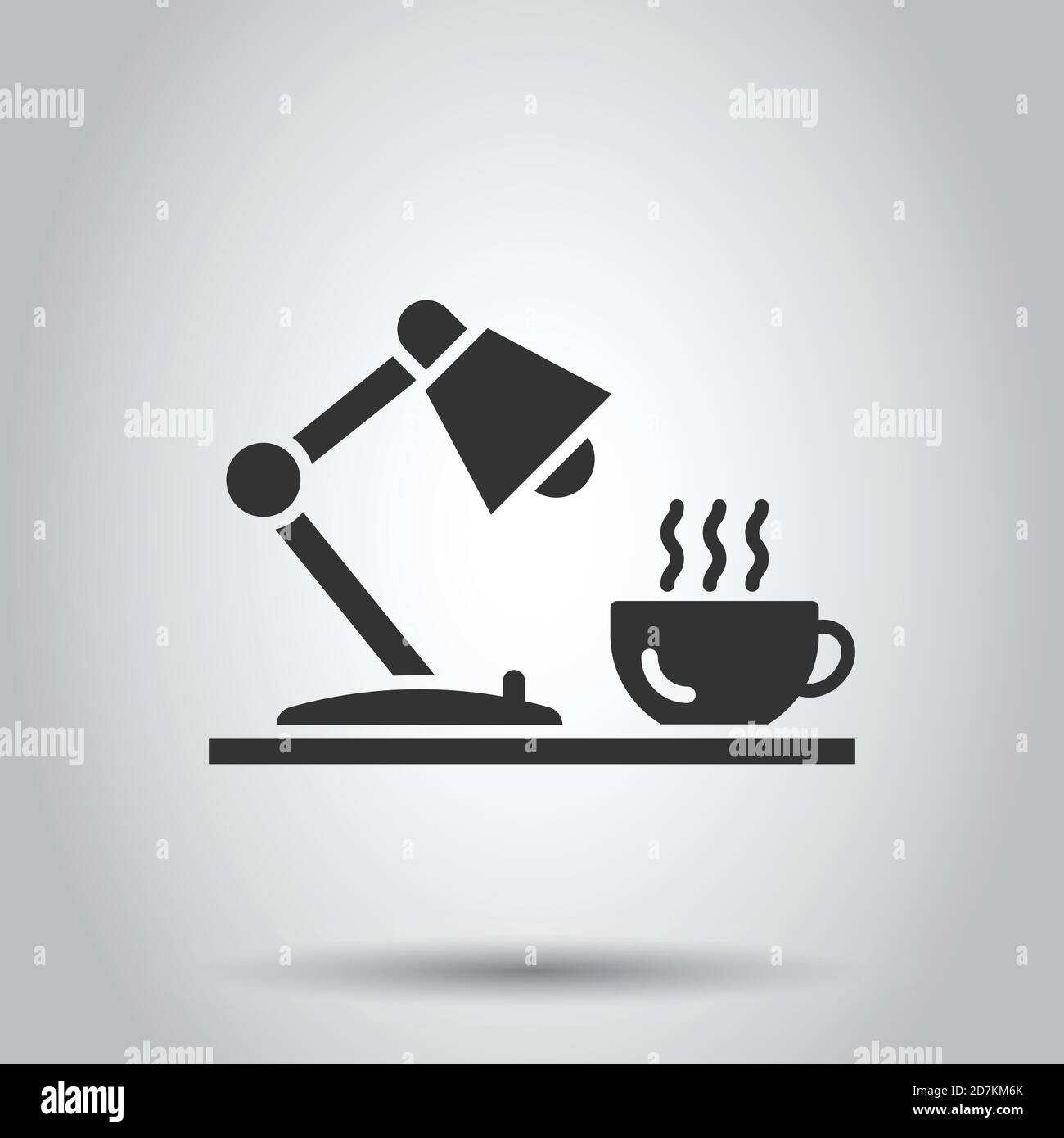 Lamp with coffee cup icon in flat style. Lightbulb vector illustration ...