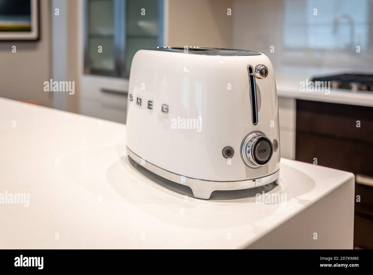 SMEG toaster in modern white kitchen Stock Photo Alamy