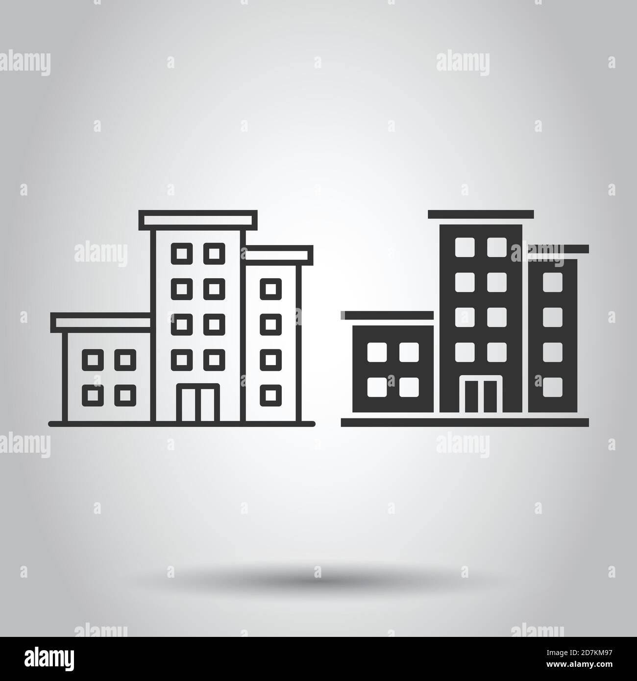 Office building sign icon in flat style. Apartment vector illustration ...