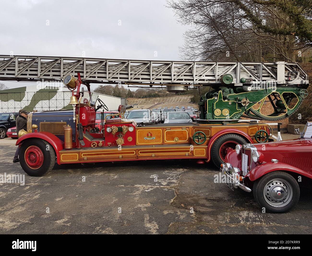 Old Fire Engine At Brooklands Museum Car Show Stock Photo Alamy