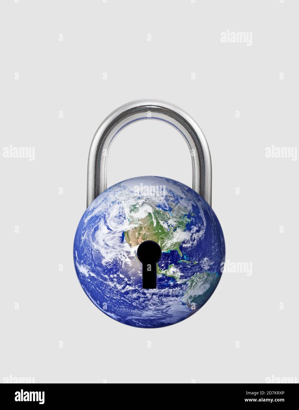 Earth in lock shape. Illustration of Covid-19 pandemic world lockdown ...