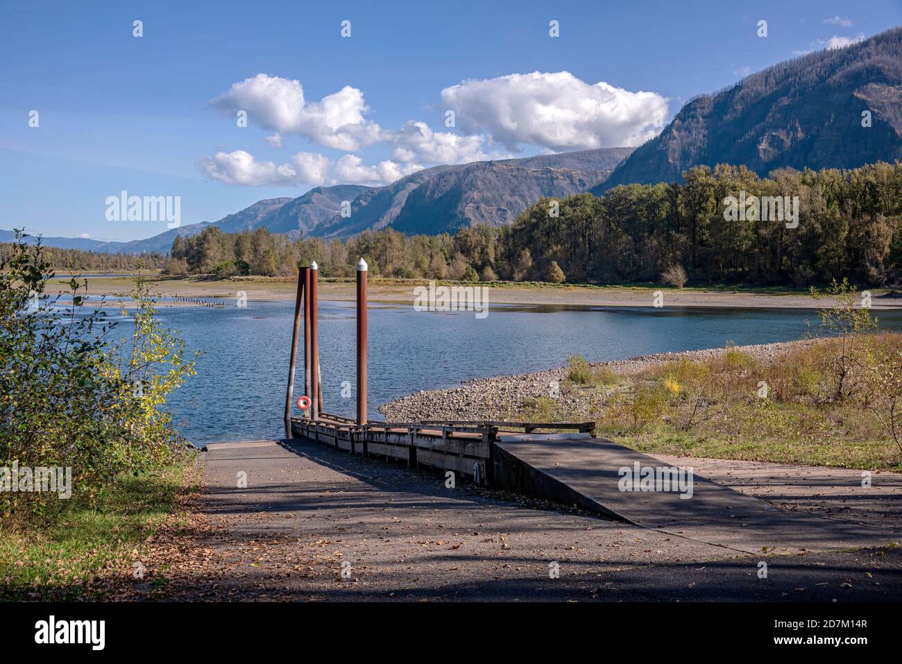 Boat ramp Columbia River Gorge Washington state parks. Stock Photo