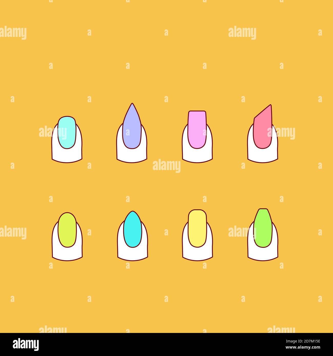 Fingernails of different shapes, illustration. Stock Photo