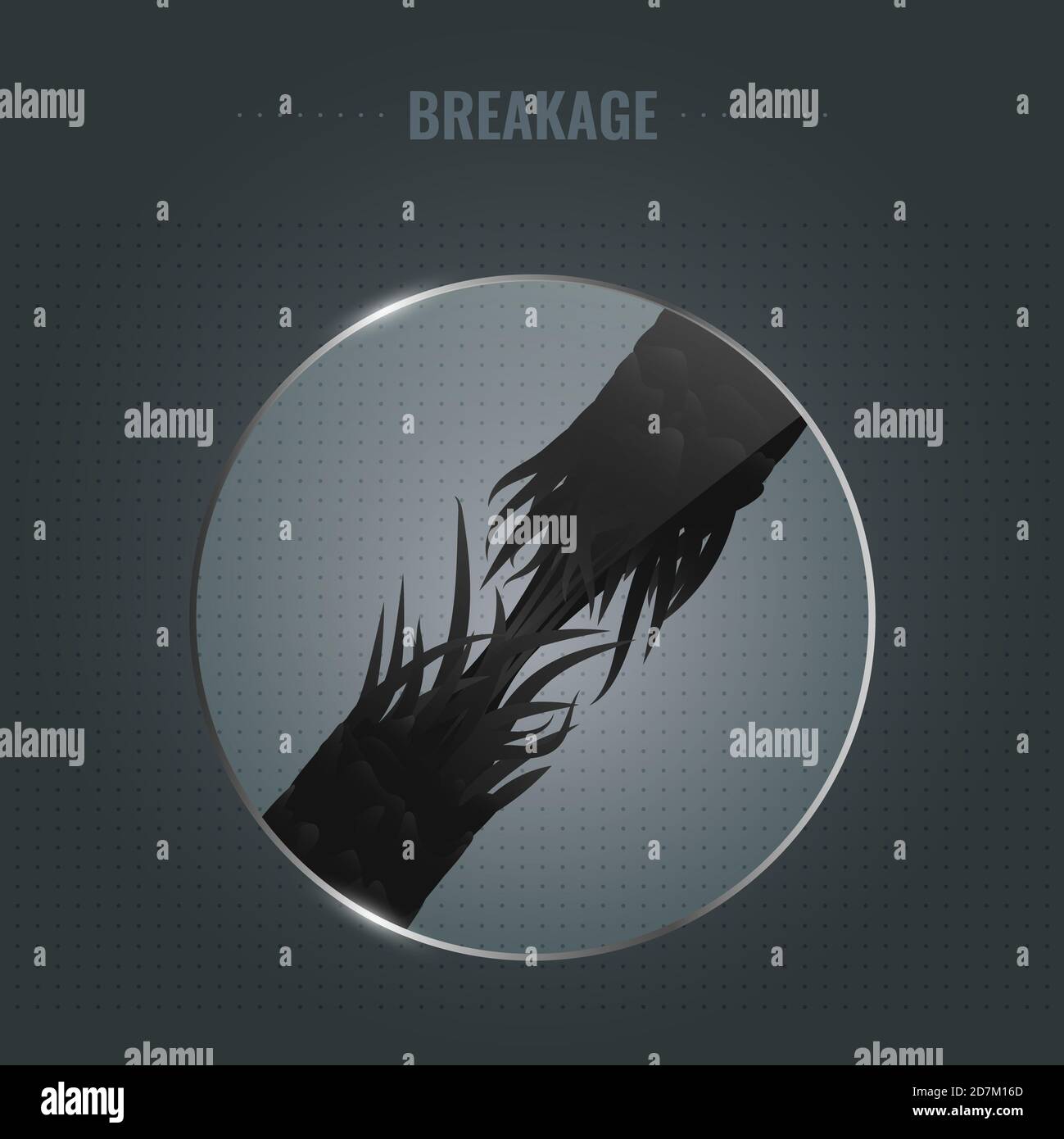 Breaking hair strand, illustration. Surface of damaged breaking hair ...