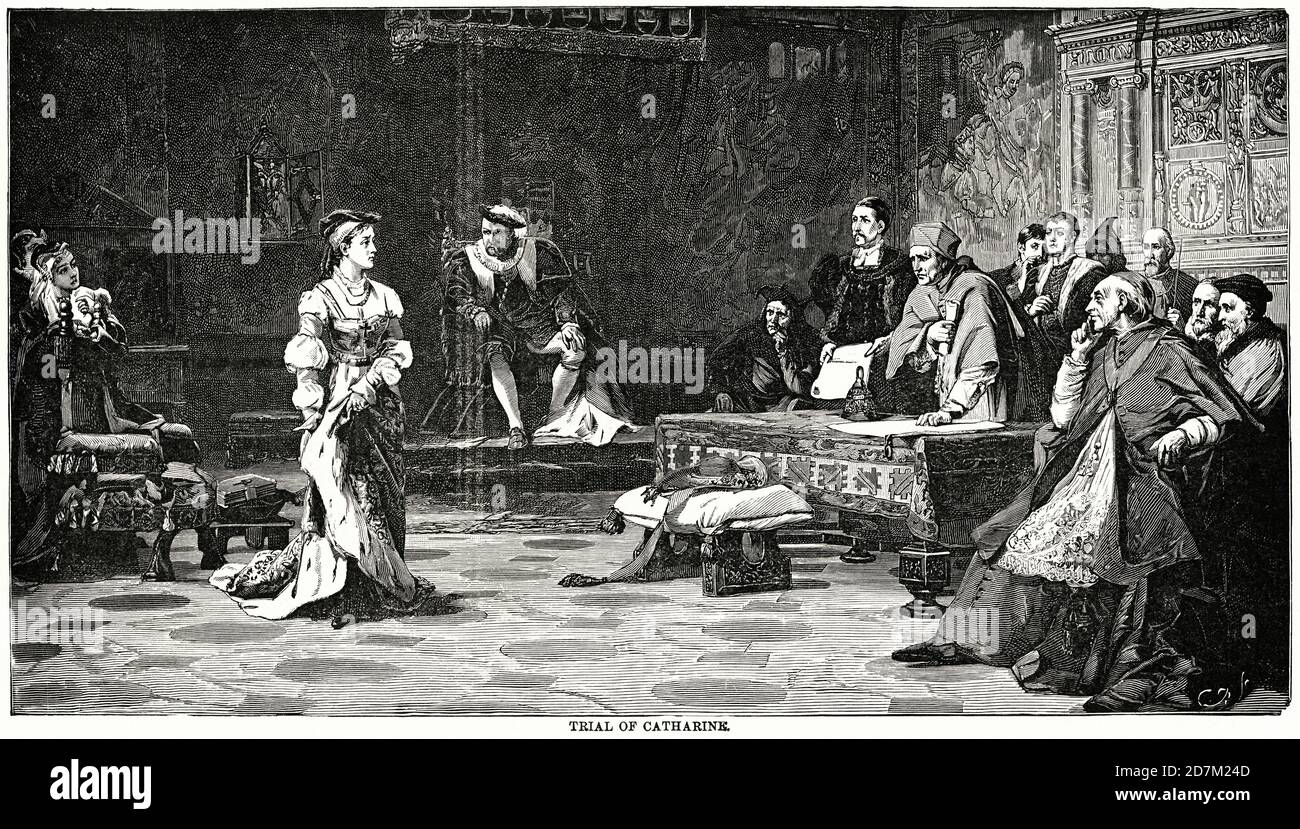 Trial of Catherine, Illustration, Ridpath's History of the World, Volume III, by John Clark Ridpath, LL. D., Merrill & Baker Publishers, New York, 1897 Stock Photo