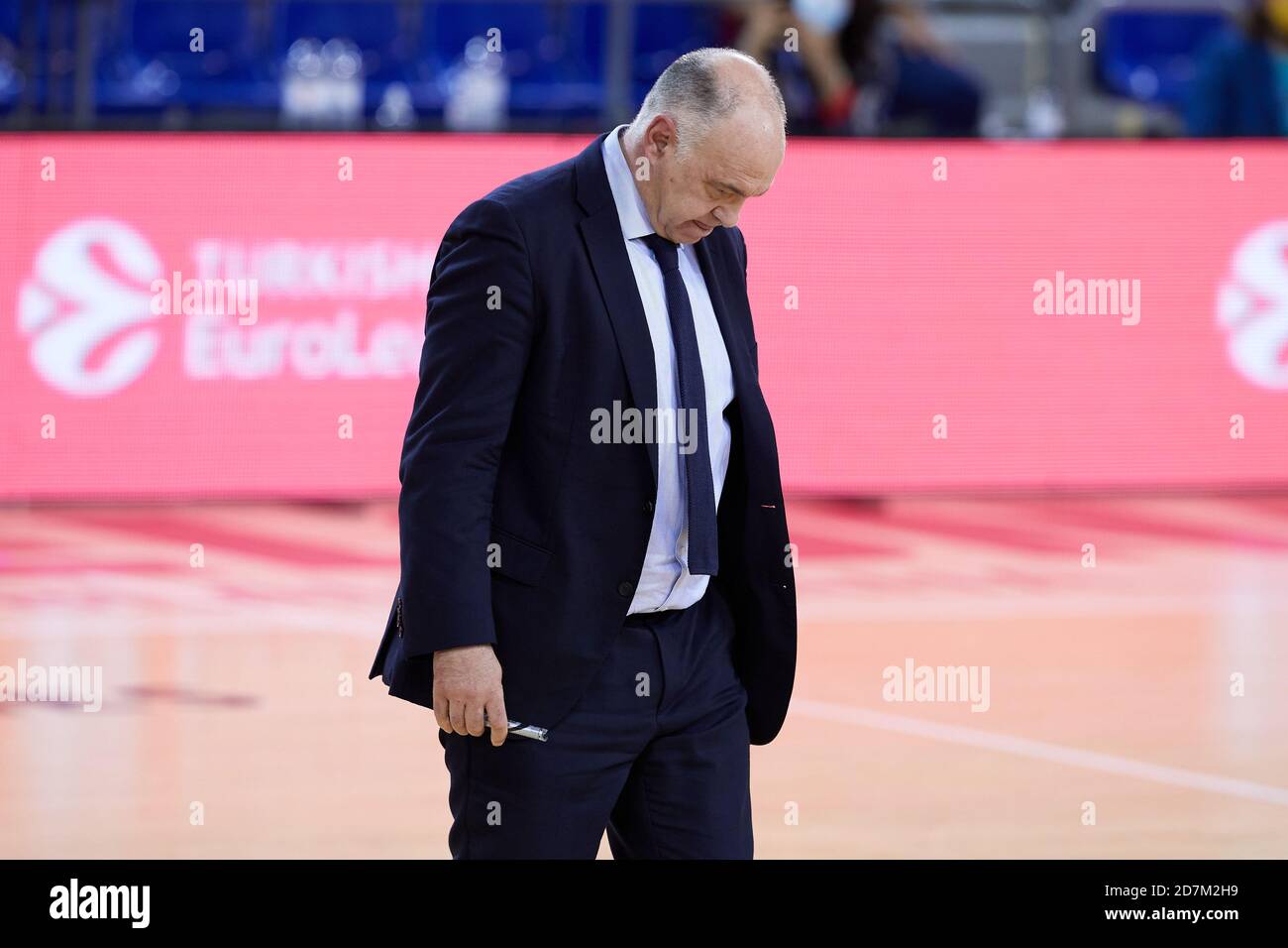 Barcelona, Spain. 23rd Oct 2020. Pablo Laso of Real Madrid during the Turkish Airlines EuroLeague match between FC Barcelona and Real Madrid at Palau Blaugrana on October 23, 2020 in Barcelona, Spain. Credit: Dax Images/Alamy Live News Stock Photo