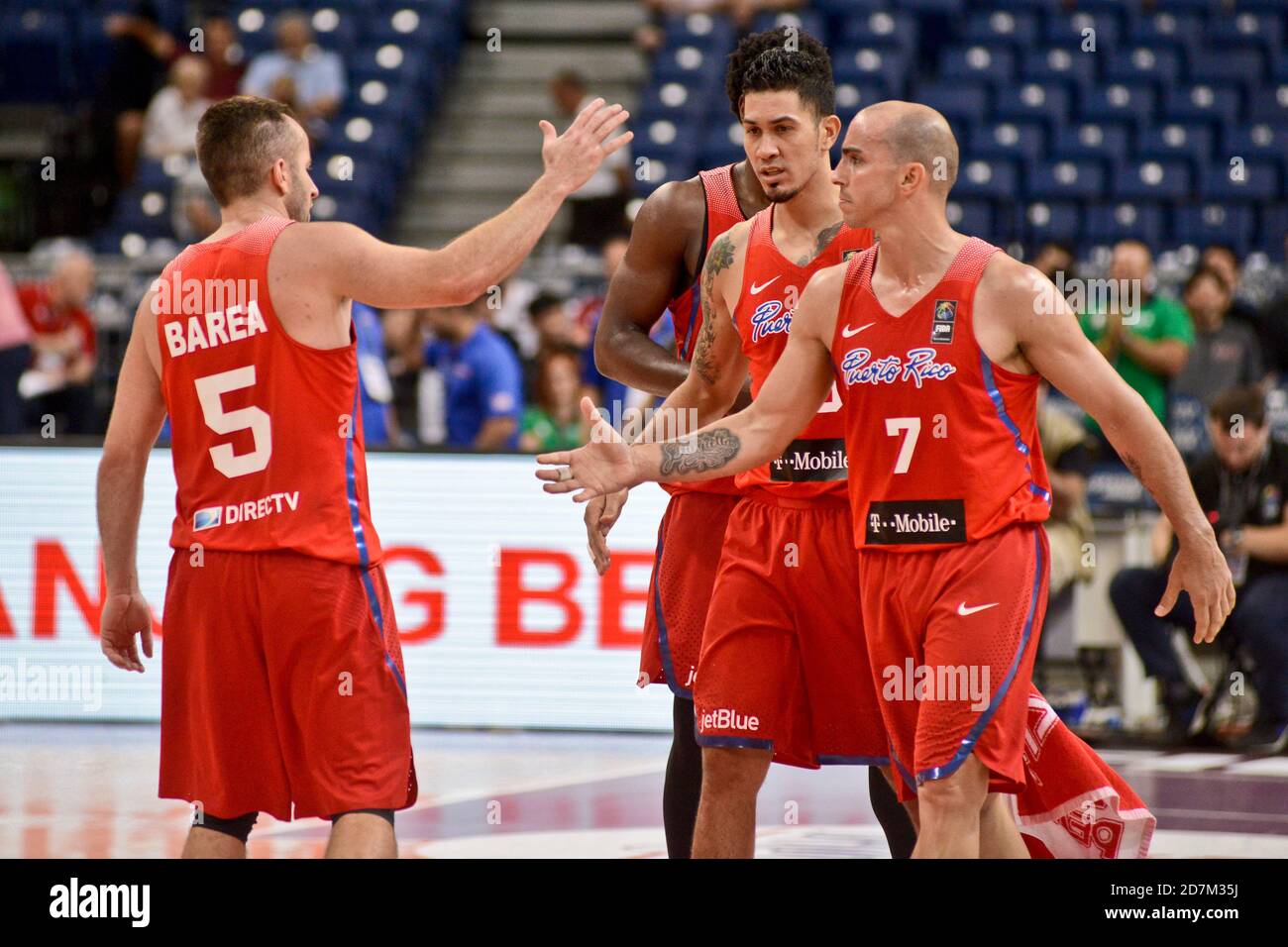 Carlos Arroyo, Juan Barea, David Huertas. Puerto Rico Basketball Team. FIBA OQT Tournament, Belgrade 2016 Stock Photo