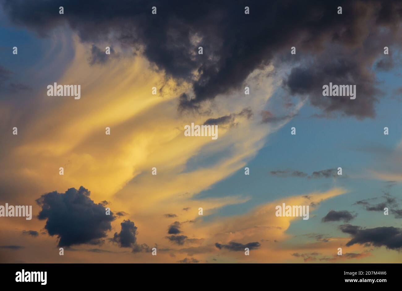 Colorful Biautiful Sunset Sky With Few Clouds For Wallpaper Stock Photo 