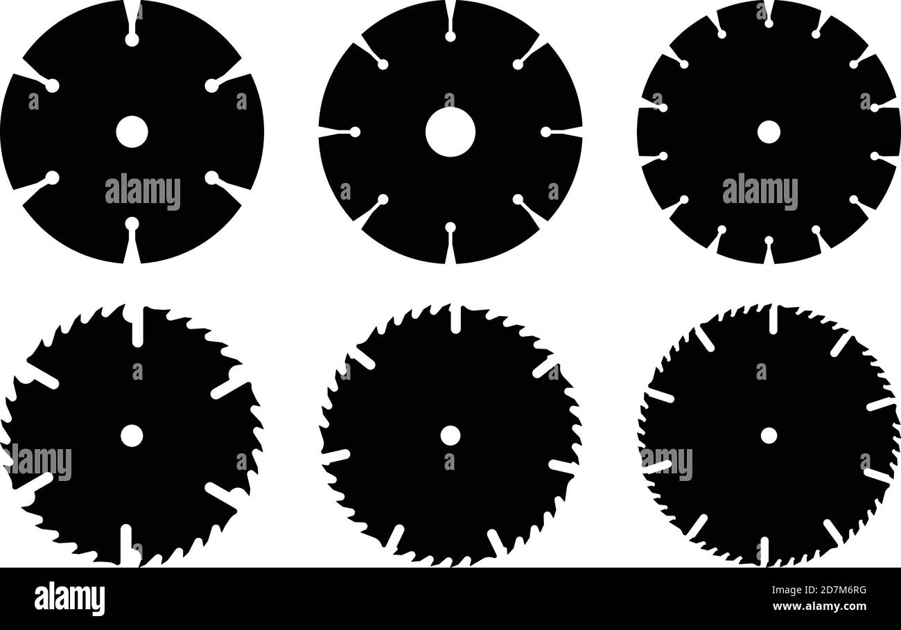Circular saw blade. Flat icons. Silhouette vector Stock Vector Image