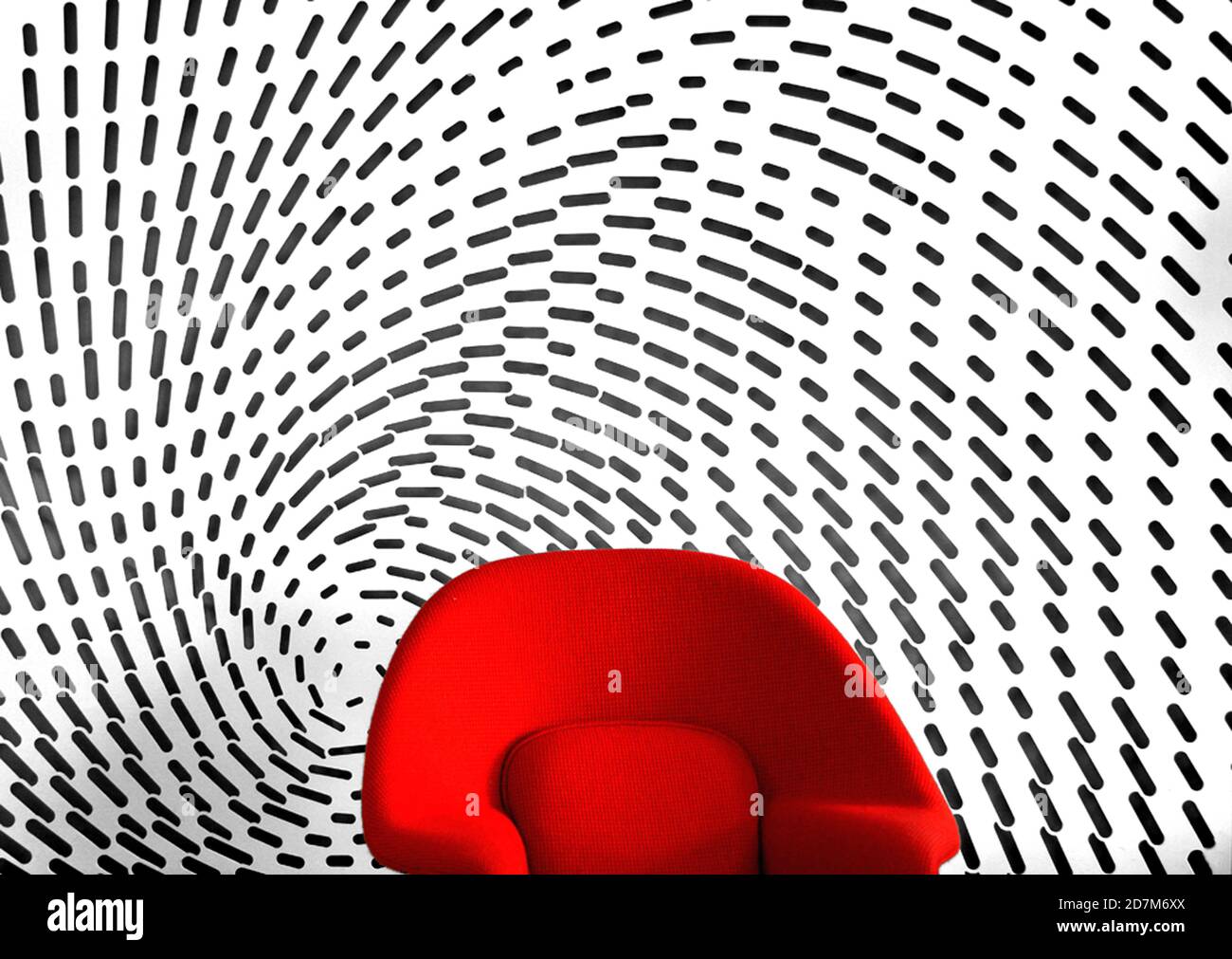 Red chair with an abstract black and white wall on the background Stock ...