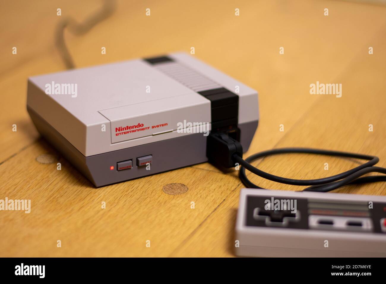 The Nintendo Entertainment System Classic Edition. A recreation model of the original NES Stock Photo