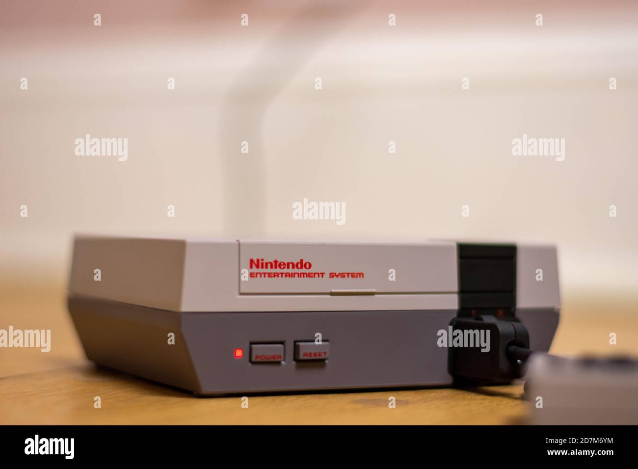 The Nintendo Entertainment System Classic Edition. A recreation model of the original NES Stock Photo