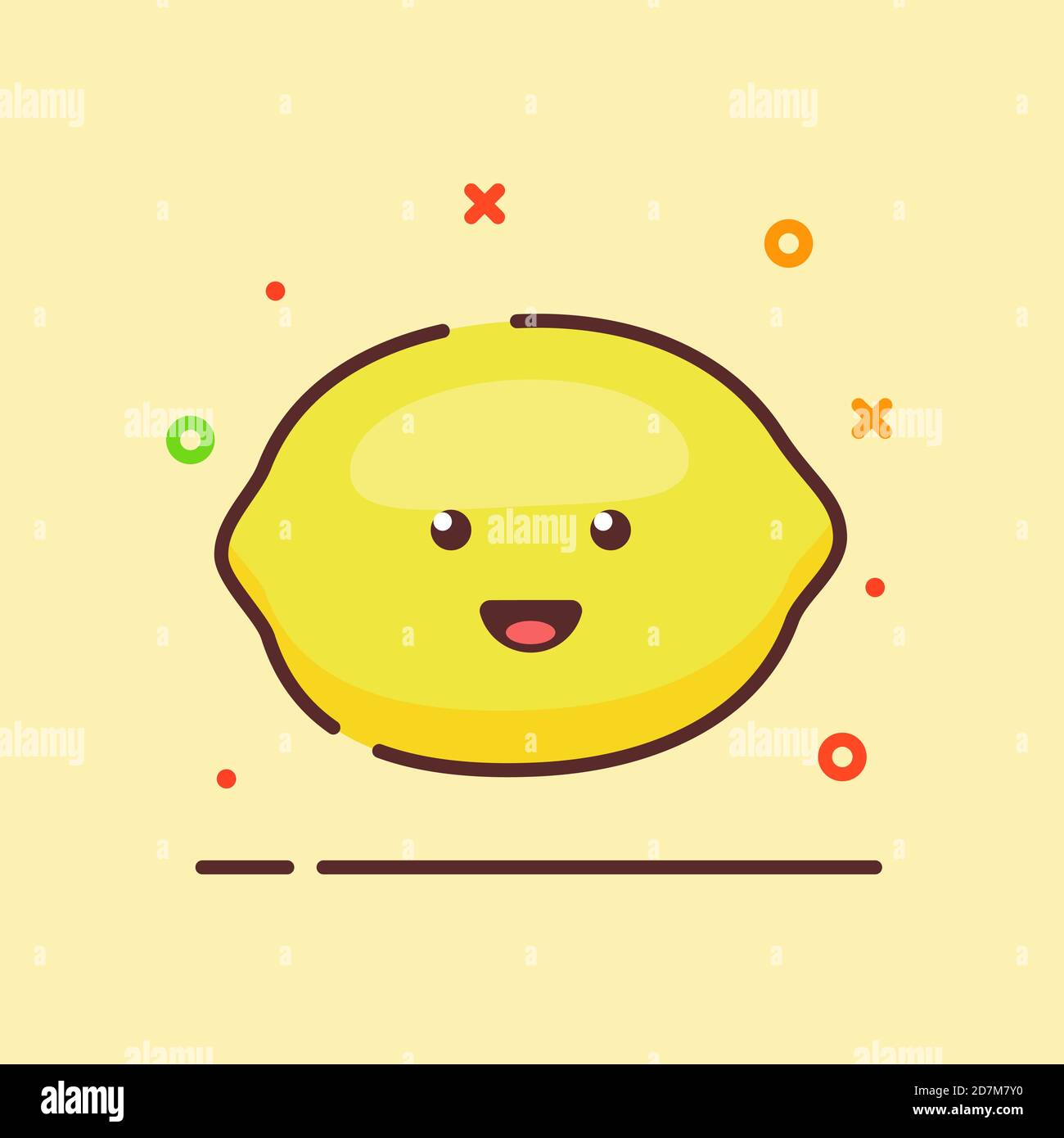 Lime cute mascot face emotion happy fruit with color flat cartoon ...