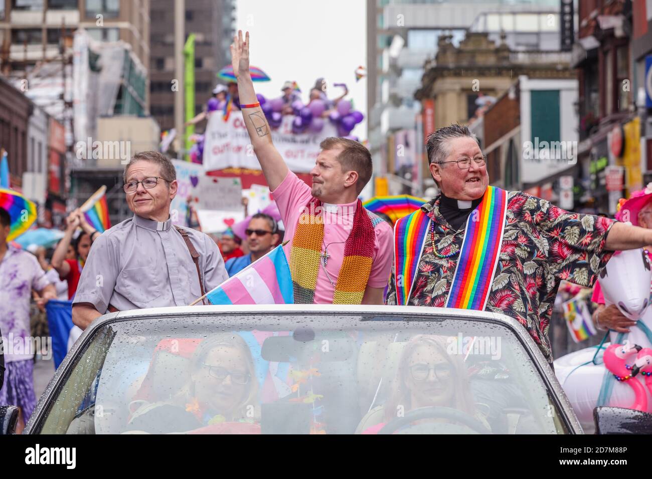 Gay Anglican Priests during the Toronto LGBTQ Pride Parade. Stock Photo
