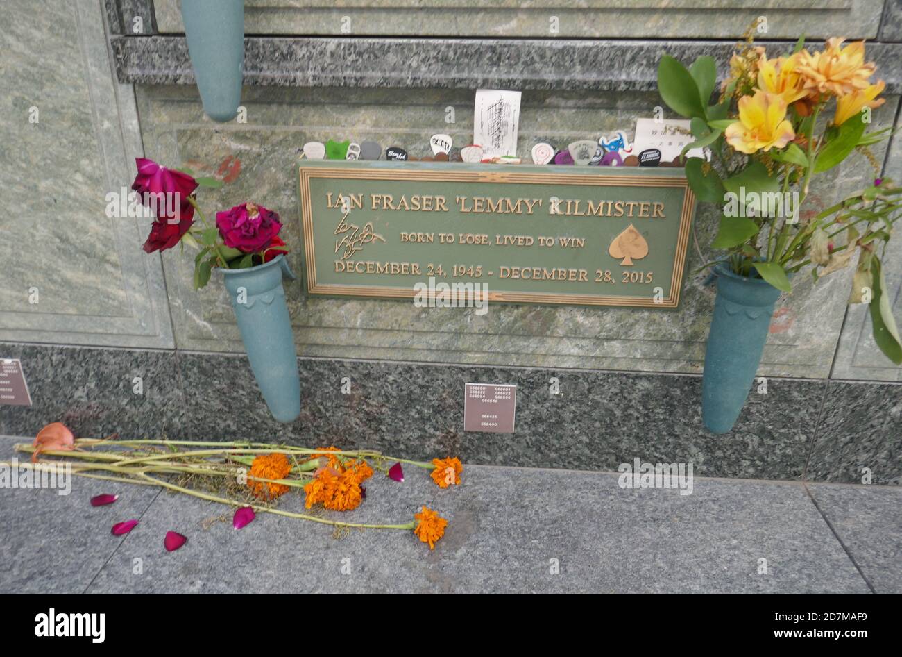 Los Angeles, California, USA 22nd October 2020 A general view of atmosphere of Ian Fraser 'Lemmy' Kilmister's Grave on October 22, 2020 at Forest Lawn Memorial Park in Los Angeles, California, USA. Photo by Barry King/Alamy Stock Photo Stock Photo
