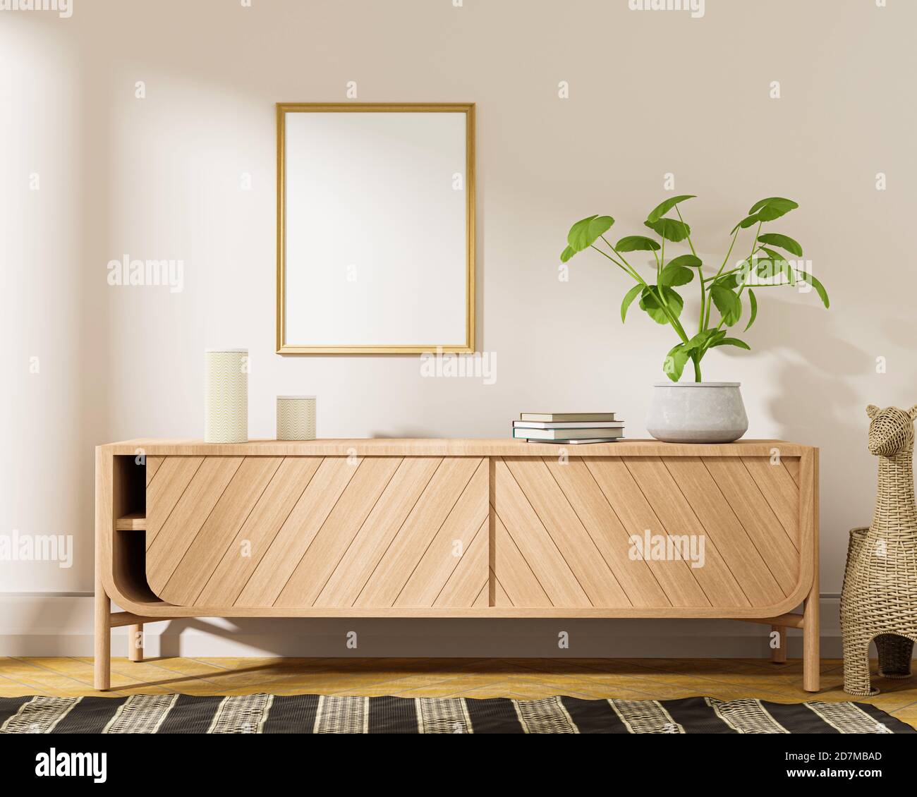 Living Room interior in Scandinavian style.3d render Stock Photo