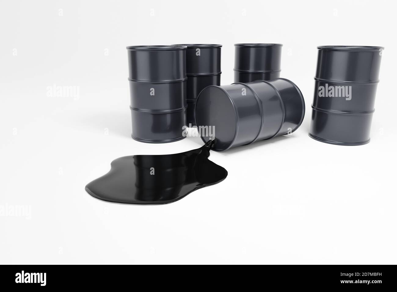 Size of oil barrels is increasing. Ladder from black barrels. Concept increase US oil prices.3d illustration Stock Photo