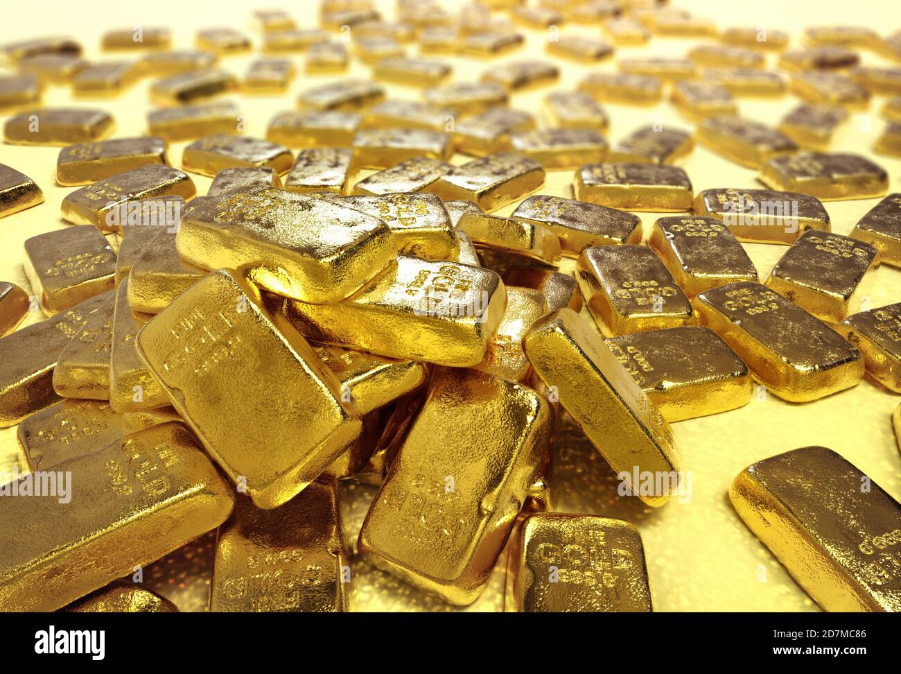 Gold bullion gold bars treasury wealth Ingot luxury finance goods trading,stacked gold bars. Stock Photo