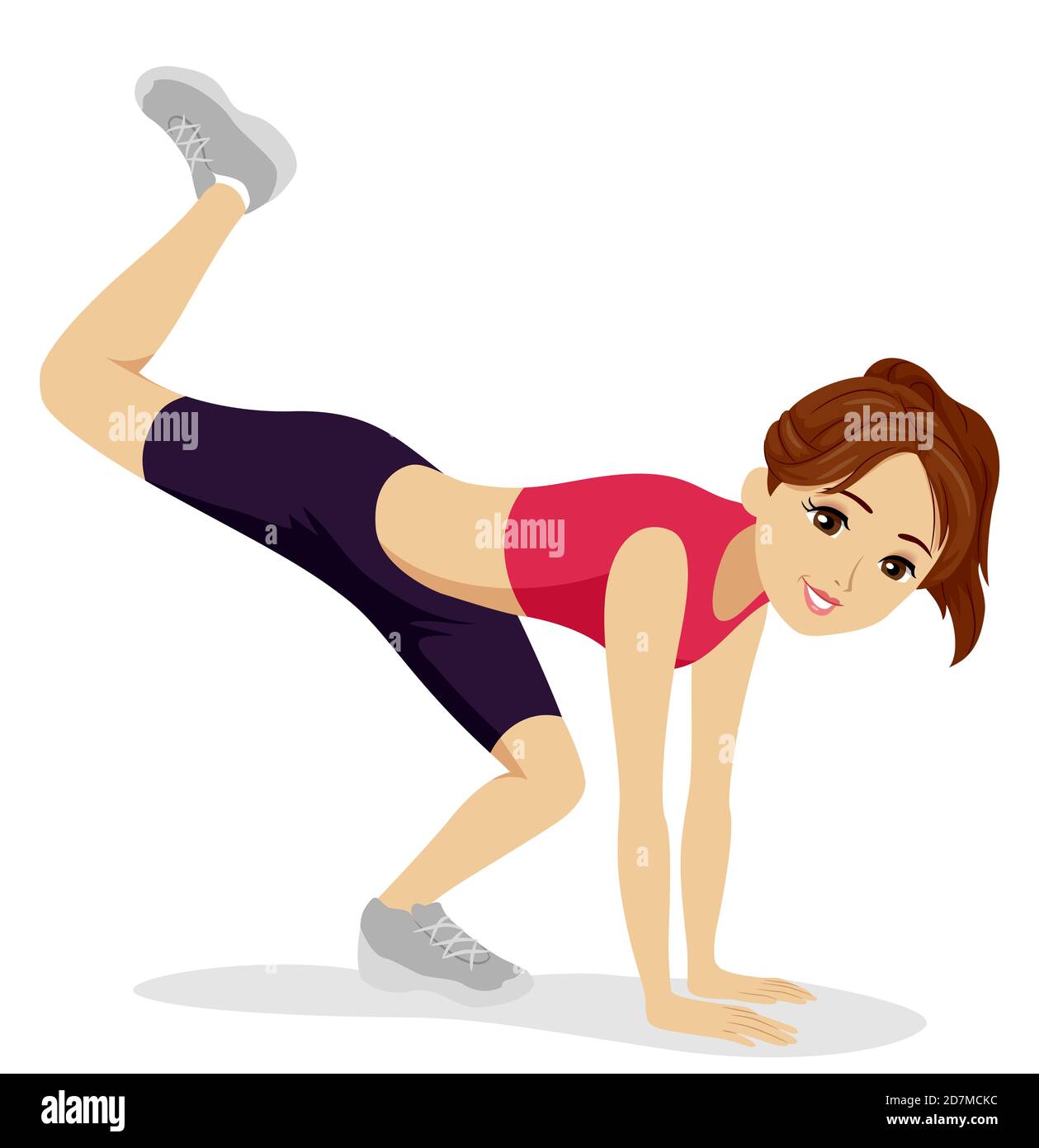 Illustration of a Teenage Girl Doing the Scorpion Animal Exercise Stock Photo