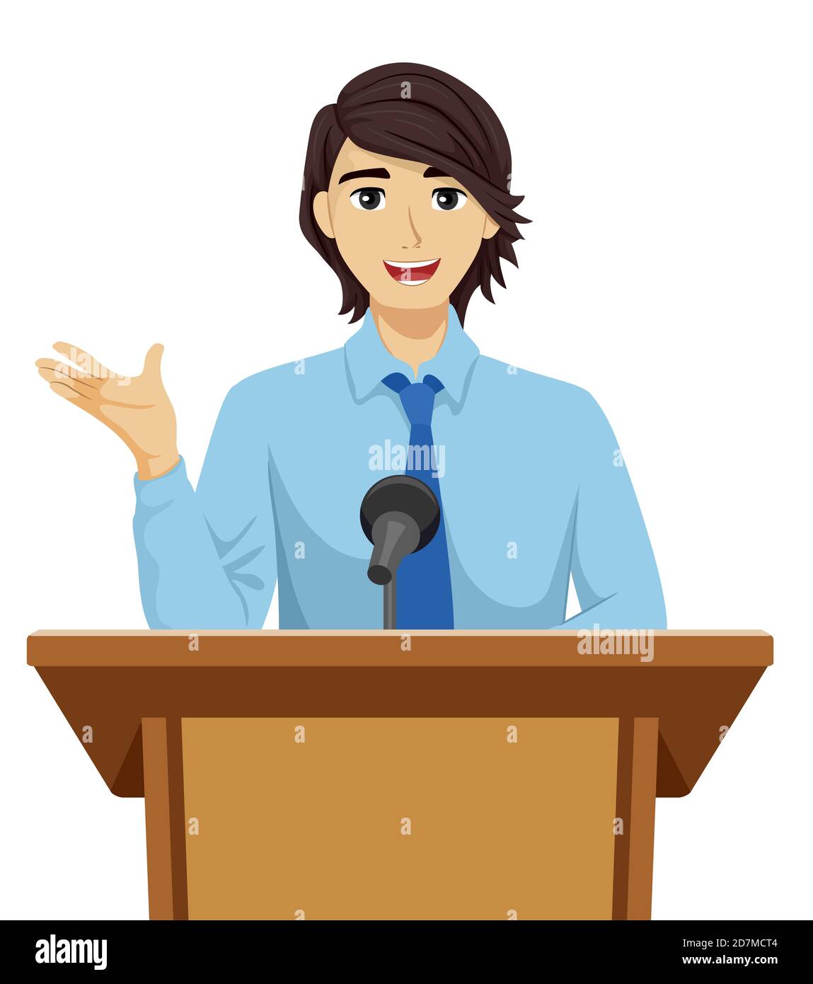 Illustration of a Teenage Guy Giving Speech on Lectern Stock Photo