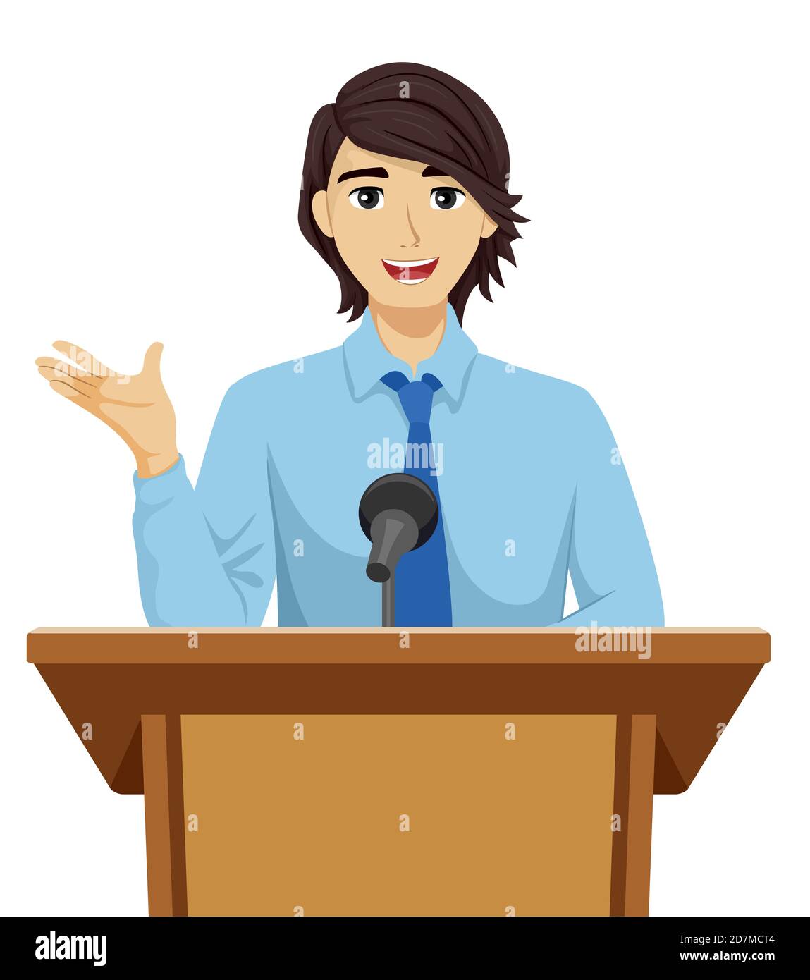 Illustration of a Teenage Guy Giving Speech on Lectern Stock Photo Alamy