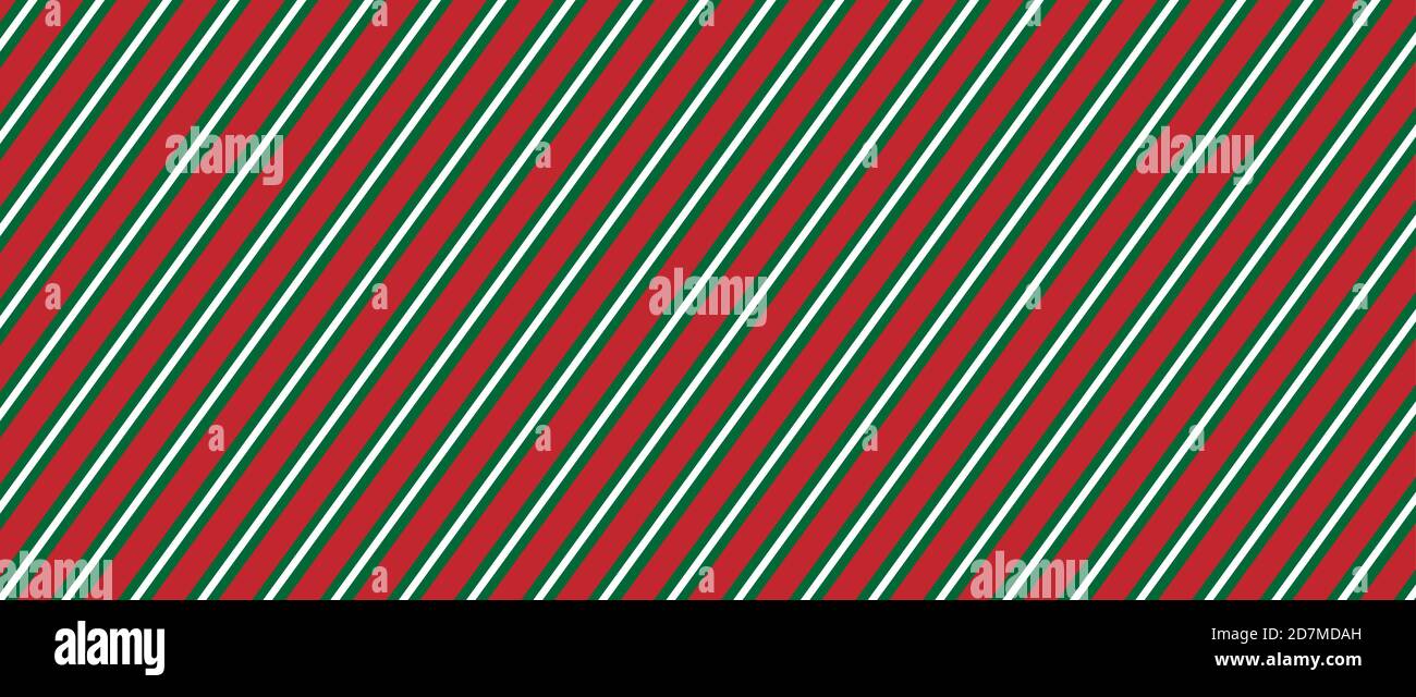 Red and green striped vector Christmas wrapping paper background for