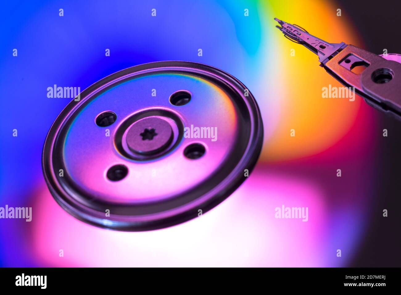 Hard Disc Drive view from the inside with reflections Stock Photo - Alamy