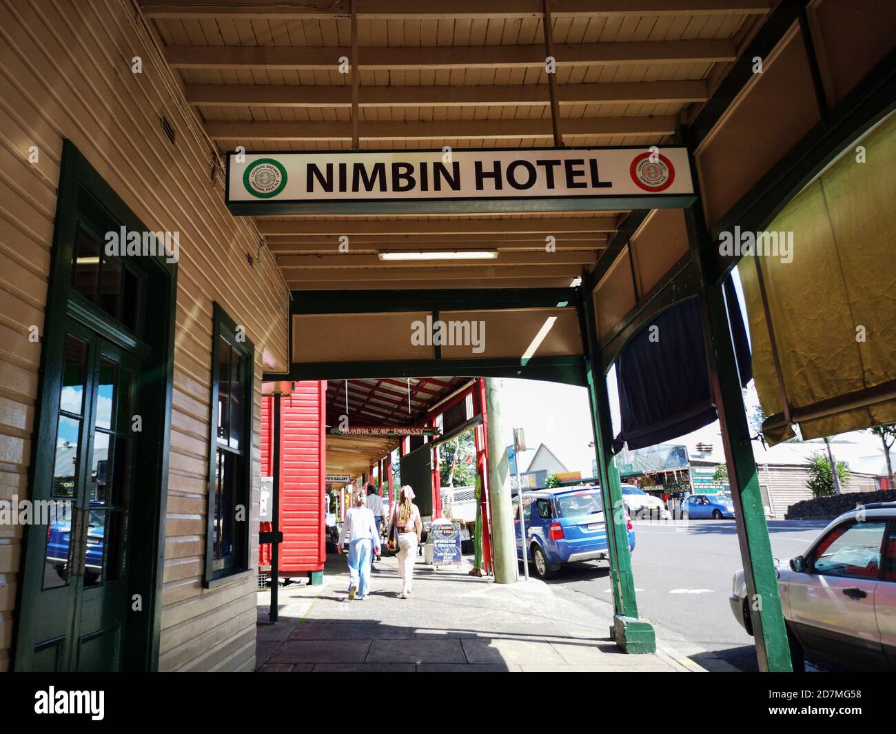 Nimbin, Australia: March 18, 2020: Nimbin Backpackers Hotel on Cullen Street - is known the world over as Australia's most famous hippie destination. Stock Photo