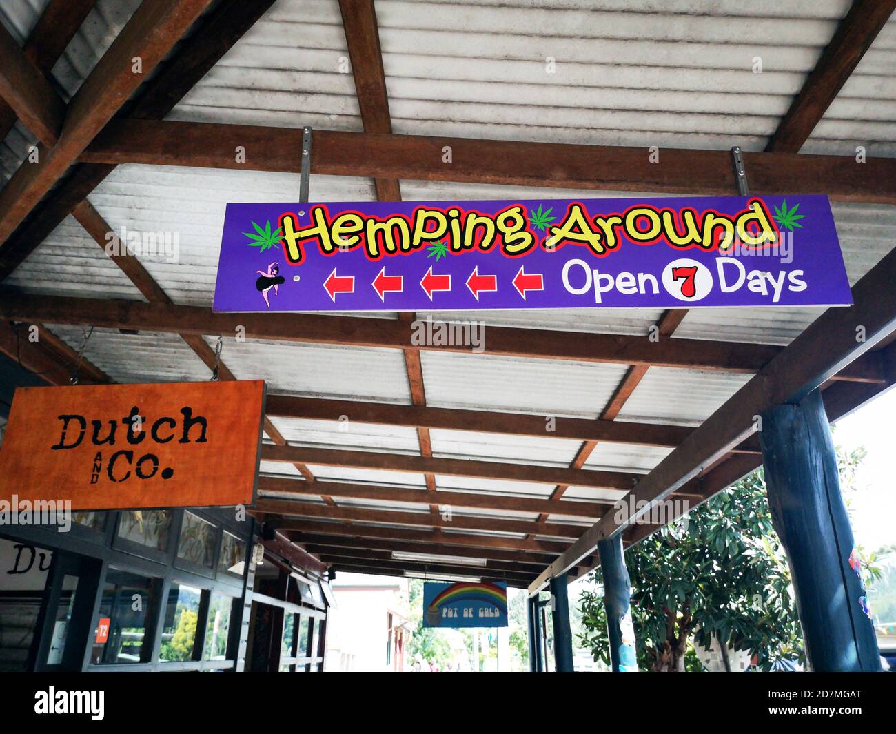 Nimbin, Australia: March 18, 2020: Shopping for hemp - Nimbin is known the world over as Australia's most famous hippie destination. Stock Photo