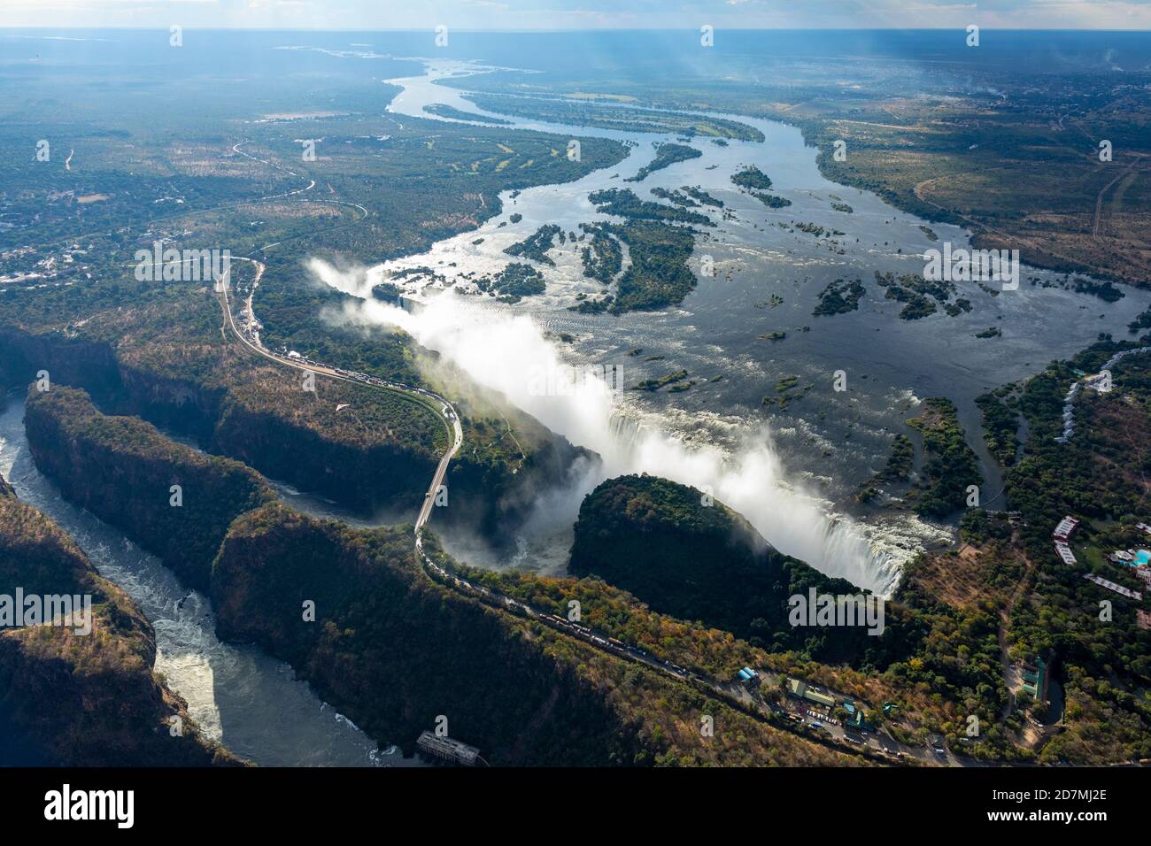 Areal views of Victoria Falls in Zimbabwe Stock Photo