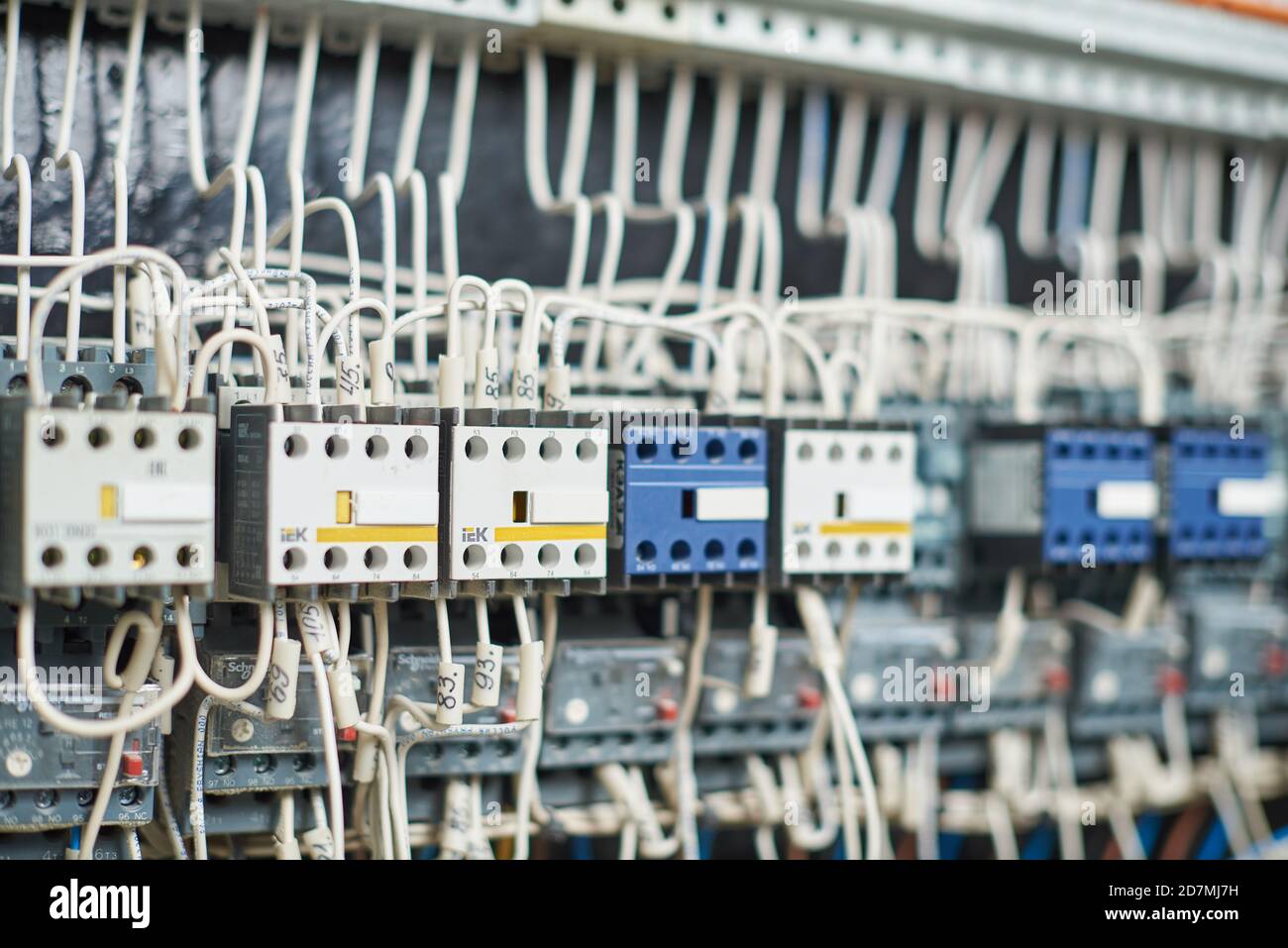 STARIY OSKOL, RUSSIA - MARCH 10, 2020: Electrical control panel for controlling equipment in the factory Stock Photo