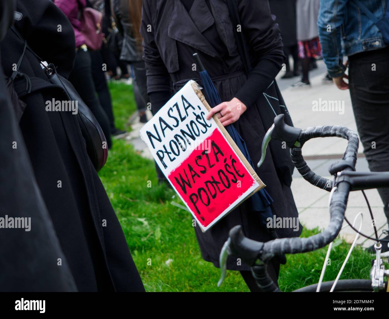 Wroclaw, Poland, 23 october 2020 - Protest of women in Polish city Wroclaw because Poland's top court rules a law banning abortions. Stock Photo