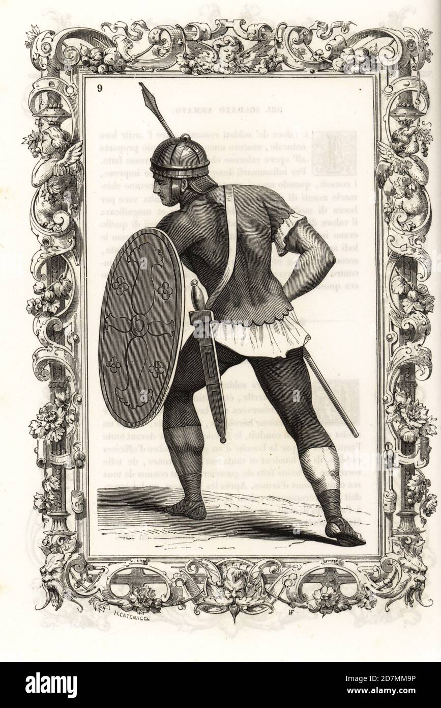 Costume of an ancient Roman velites and lanciatori. Light infantryman ...