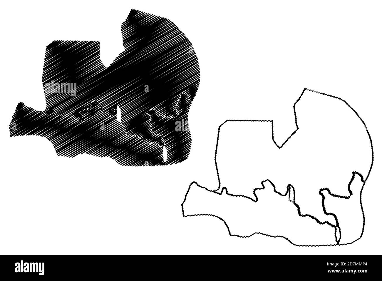 Ciudad de la Paz City (Republic of Equatorial Guinea, Djibloho Province) map vector illustration, scribble sketch City of Oyala map Stock Vector