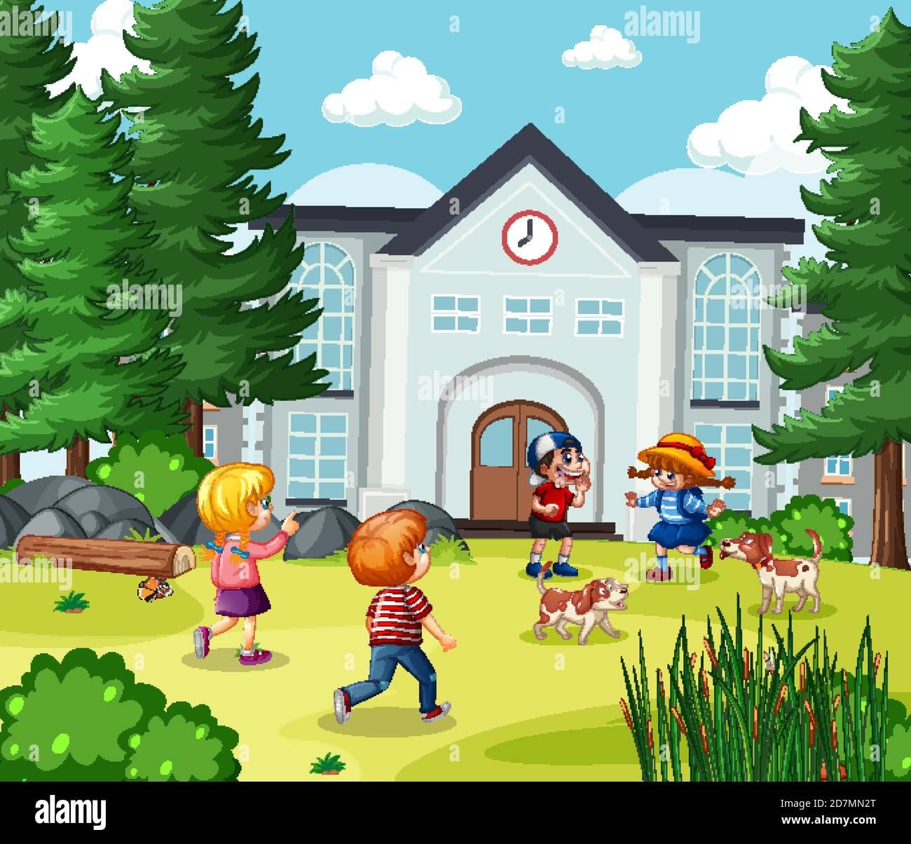 Children in the school scene illustration Stock Vector Image & Art - Alamy